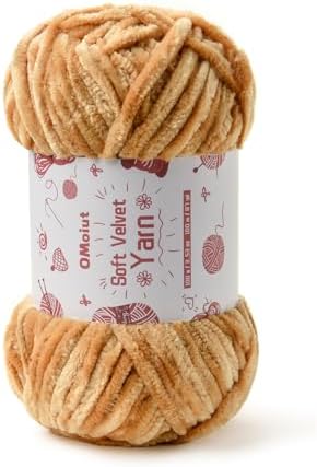 100g Fluffy Velvet Chenille Yarn for Crocheting and Knitting, 80m (87.5yds) Baby Yarn for Crocheting Soft, Crochet Chunky Yarns Amigurumi Yarns (Khaki) by OMoiut