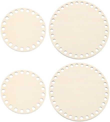 PATIKIL 4"/6" Diameter Crochet Basket Bottom, 4Pcs Round Blank Crochet Knitting Wooden Base for DIY Craft Weaving Basket Making Supplies Home Decoration, Wood Color by PATIKIL