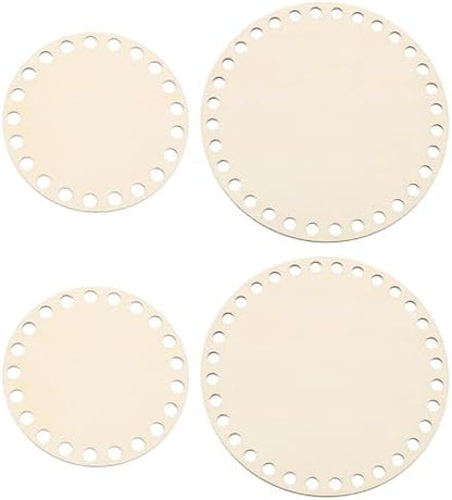 PATIKIL 4"/6" Diameter Crochet Basket Bottom, 4Pcs Round Blank Crochet Knitting Wooden Base for DIY Craft Weaving Basket Making Supplies Home Decoration, Wood Color by PATIKIL