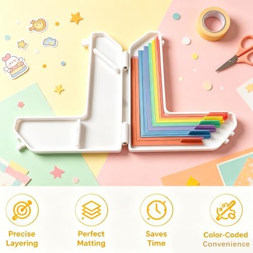 7pcs Paper Crafting Alignment Guides with Case for Card Making | Card Making Scrapbooking, Color-Coded Alignment Tools with Size Tabs 1/16 to 1/2 Inch Increments - Image 5