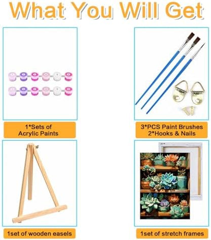 Meothan Framed Paint by Numbers Kits for Adults 12x16in with Wooden Easel - Image 6