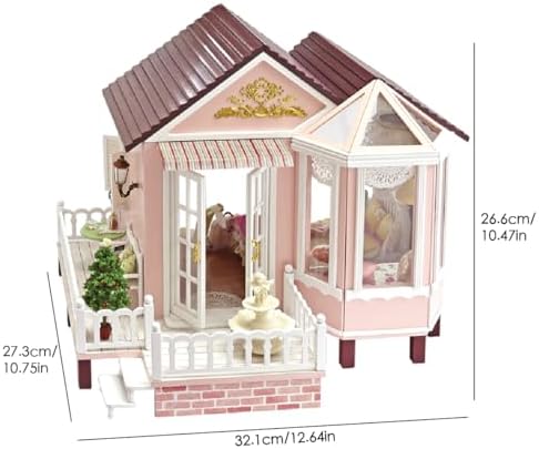CUTEROOM DIY Miniature Dollhouse Kit – Pink Dream House with Furniture LED - Image 2