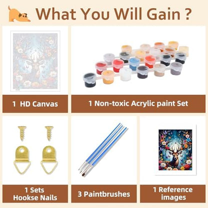 Reivworl Deer Paint by Numbers Kit for Adults Beginner 16×20 inch - Image 6