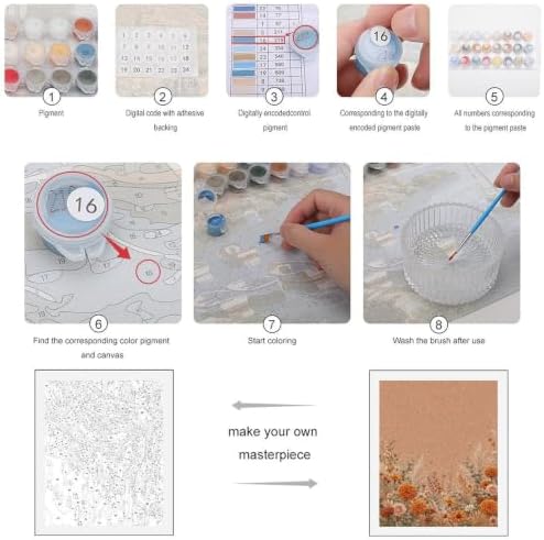 Bozfoxa Paint by Numbers Kit for Adults Beginner Orange Floral Edge - Image 3