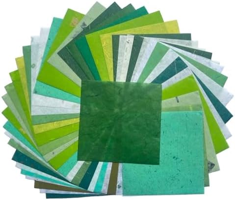 Natural Fiber Mulberry Paper 8 x 8 Inches, 50 Sheets Handmade Banana Bark, Flowers, Leaves,& Botanical Paper for Origami, Scrapbooking, Card Making, DIY Crafts, Mixed Media & Decorative Projects. by RATREE888