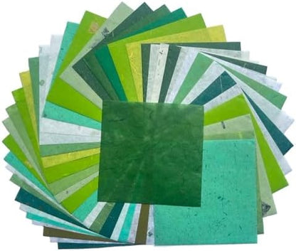 Natural Fiber Mulberry Paper 8 x 8 Inches, 50 Sheets Handmade Banana Bark, Flowers, Leaves,& Botanical Paper for Origami, Scrapbooking, Card Making, DIY Crafts, Mixed Media & Decorative Projects. by RATREE888