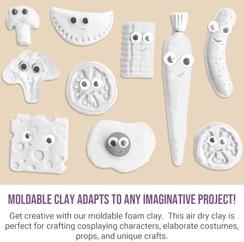 CALPALMY Air Dry Foam Clay (36 Pack), 360g White Moldable Soft Clay for Kids Gifts Partty and School Project Supplies, Perfect for Crafting Cosplay and Artistic Projects - Image 4