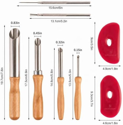 DIYOOHOMY Pottery Carving Tools Set, Clay Sculpting Tools with Straw Hole Puncher Needle Pottery Ribs Kit for Ceramic Polymer Clay Modeling, Drilling, Shaping, DIY Crafts Supplies (8) - Image 2