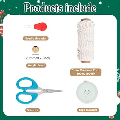 ORIGACH DIY Macrame Christmas Tree Large Wall Hanging kit Handmade Woven Macrame Wall Hanging Kit for Beginners Adults with Step by Step Video Tutorial Instruction Christmas Ornaments, 40x21inch - Image 2