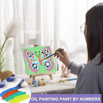 MVVMTOP 4 Pack Paint by Numbers Kit for Adults Beginner with Wooden Frame, Easy DIY Colorful Butterfly Acrylic on Canvas Paint Painting Kits, for Home Wall Decoration Arts Crafts 7.8x7.8inch - Image 7