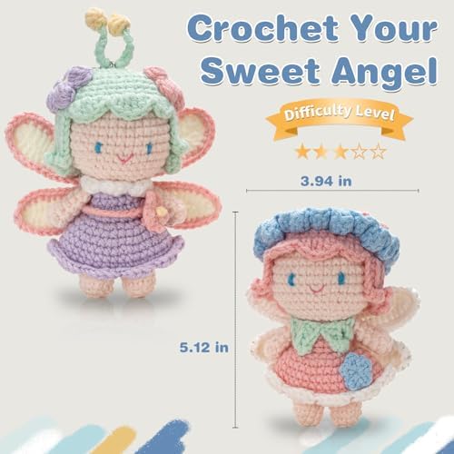 Crochet Kit for Beginners, Crochet Starter Kit with Step-by-Step Video Tutorials, Easy Beginner Crochet Kit for Adults, Crochet Animals Crafts Crochet Kits, Easy Knitting Kit. (Cute Angel 2 Pick) - Image 4