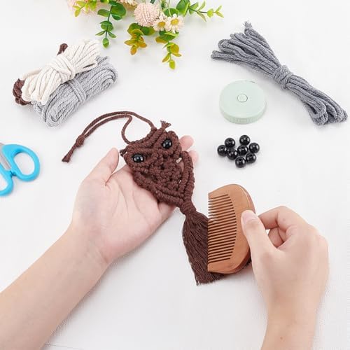 ACRNIGHEET 5PCS Macrame Kit for Adults Beginners Owl Macrame Wall Hanging Supplies Boho DIY Craft Kits for Adults Includes Instruction with Video Home Decor - Image 5