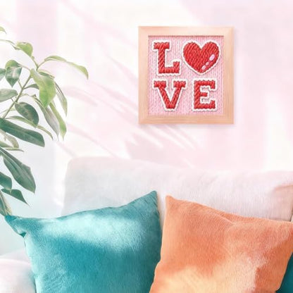 INFUNLY Red Love Punch Needle Kit Passionate Love DIY Embroidery Punch Needle Set for Adults Square 9.4" Punches Stitching Starter Kits with Easy to Follow Instructions Yarns Festival Gift Home Decor - Image 5