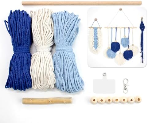 BUFANTL DIY Macrame Leaf Kit for Beginners, 3-in-1 Starter Set with 2 Wall Hangings & 1 Keychain, Boho Weaving Craft Kit with Printed Tutorial for Adults by Unknown