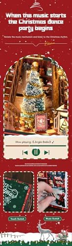 Book Nook LED Music Christmas Book Nook Kit - NEXTIPS 3D Wooden DIY Miniature Store for Shelf Decor - Image 5