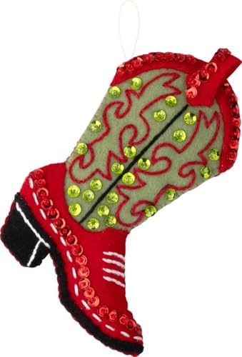 Bucilla Felt Applique 4 Piece Ornament Making Kit, Boots and Bling, Perfect for DIY Arts and Crafts - Image 4