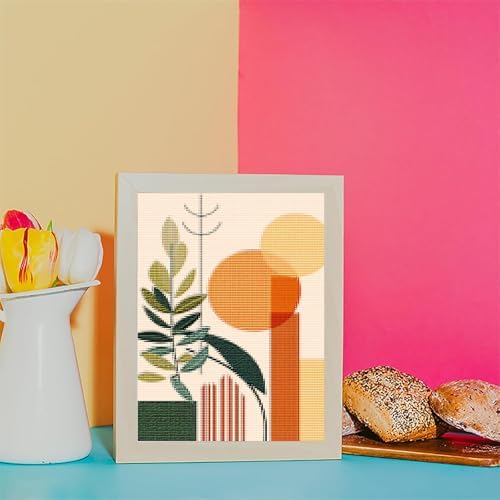 KFBXZIP Stamped Cross Stitch Kits, Plant Modern Boho Mid Century Modern Art, Needlepoint Counted Cross Kits for Beginners, Embroidery Kits Arts Home Decor 11CT No Frame, 12x16 inch - Image 2