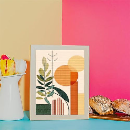 KFBXZIP Stamped Cross Stitch Kits, Plant Modern Boho Mid Century Modern Art, Needlepoint Counted Cross Kits for Beginners, Embroidery Kits Arts Home Decor 11CT No Frame, 12x16 inch - Image 2