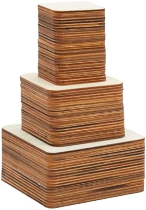 Bright Creations 70 Pack Unfinished Wood Squares for Crafts, Wood Burning, Engraving (3 Sizes, 2", 3", 4") - Wooden Pieces for Crafts - Image 7