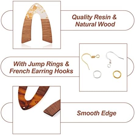 Cheriswelry Box of V-Shape Dangle Earrings Making Kit with Resin Walnut Wood Pendants Brass Jump Rings Earring Hooks for Women Girl Jewelry Decoration 38x29x3mm (106Pcs/Box) - Image 3
