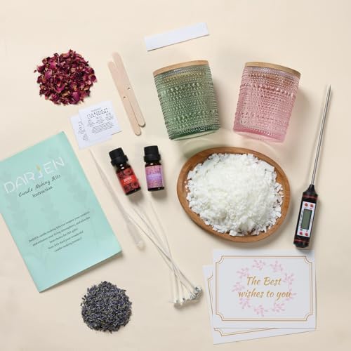 DARJEN Candle Making Kit for Beginners, 2 Jars Soy Wax Scented DIY Set - Image 3