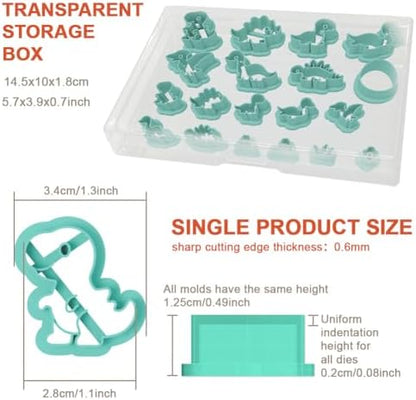 beinkmake 19Pcs Jurassic Dinosaur Polymer Clay Cutters Clay Earrings Cutter - Image 6