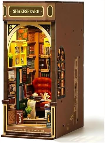 ROBOTIME DIY Book Nook Kit 3D Wooden Puzzles Dollhouse Booknook Library Tiny House Bookshelf Decor Miniature House Kit for Adults, Teens and Beginners Gifts for Family, Friends by ROBOTIMEBuildingThingstoLife