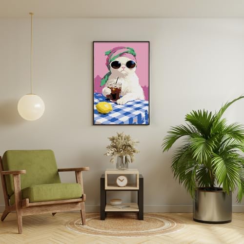 Framed Paint by Numbers Kit for Adults Beginner & Kids Ages 8-12, Funny Cat Paint by Numbers with frame, without Easel, DIY Acrylic Number Painting for Adults Animal for Home Decor Gift 8 x 12 Inch - Image 3