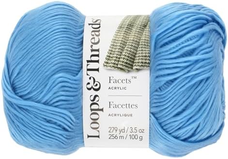 Loops & Threads Facets Yarn - Yarn for Knitting, Crochet, Weaving, and Arts & Crafts - Blue, Acrylic, 3.5 oz by LoopsThreads