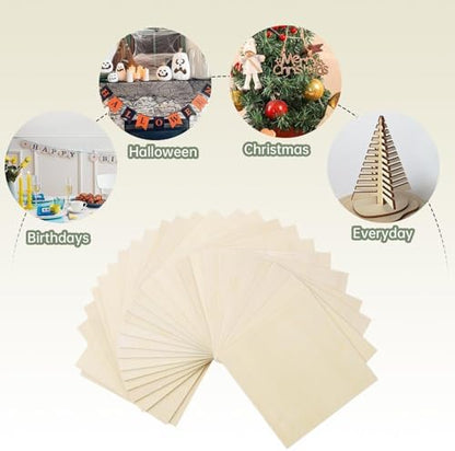 24 Pack Plywood Sheets, 4" x 4"x 1/16" Basswood Sheets - Image 6