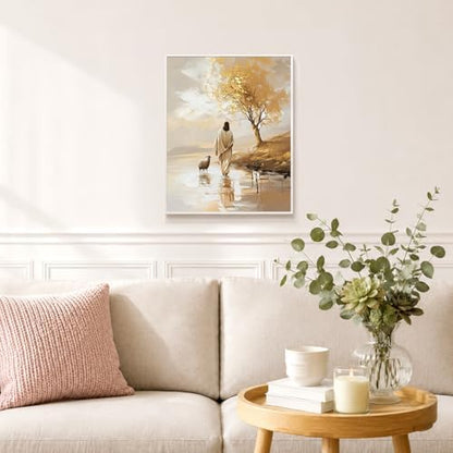 bitCNY Paint by Numbers for Adults, Jesus and Sheep DIY Acrylic Painting Kit, Christian Paint by Number Canvas Art with Golden Tree, Religious Home Wall Decor, 16x20 Inch - Image 4
