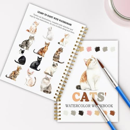 12 Cat Breed Patterns Watercolor Set, Kitten Painting Book for Beginners, DIY Art Gift for Cat Moms, Adults and Teens, Relaxing Stress Relief Watercolor Workbook, Pet Lover Activity Kit - Image 6