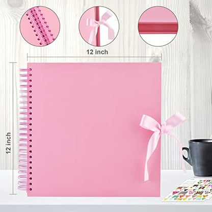 GOTIDEAL 12 x 12 Inch Scrapbook Album with 10 Metallic Markers, Pink - Image 4