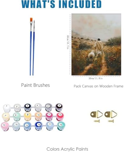 Jesus Paint by Numbers Kit for Adults Framed Canvas 12X16 in, Frameworkless - Image 3