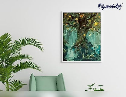 Figured'Art Paint by Numbers for Adults with Frame Fairy Tree 16"x20" - Craft Art Painting DIY Kit Canvas Already Stretched on a Wooden Frame - Image 4