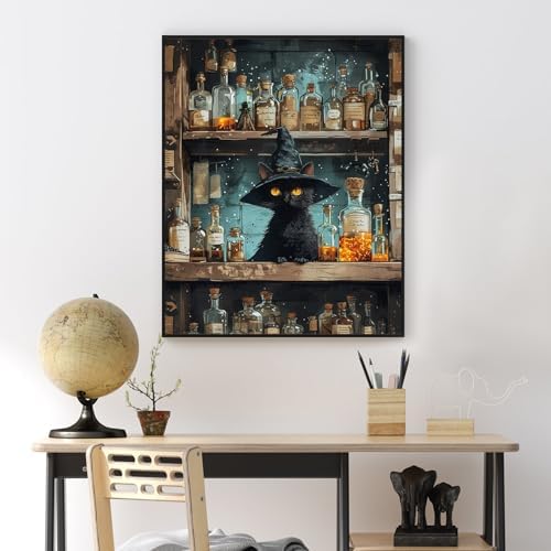Yezavesu Black Cat Paint by Numbers Kit for Adults Without Frame 16x20 in - Image 2