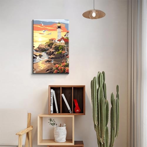 JOOZ Lighthouse Paint by Number for Adults with Frame, 8x12 Inch - Image 6