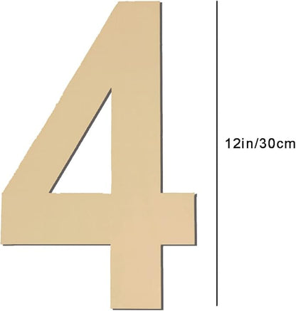 12 Inch Large Blank Wood Number 4 Unfinished Wood Slices Signs Board, Wooden Numbers for DIY Craft Projects, Birthday, Party, Wedding Decorations