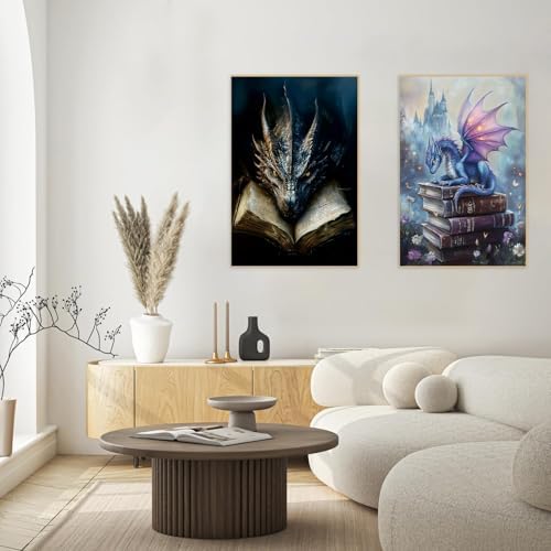KYOQFVN 2 Pack Dragon Paint by Number Kits for Adults with Frame - Adult Paint by Numbers Kit on Canvas with Wooden Easel, Easy Acrylic Paintng by Numbers for Home Wall Decor8x12inch - Image 6