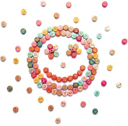 SUTOUG 1010PCS Colourful Letter Beads, 4x7mm Round Alphabet Beads (Gold) by SUTOUG