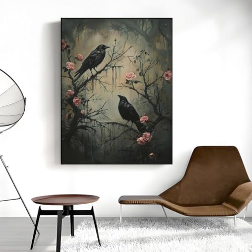 Vintage Raven Paint by Numbers Kit for Adults Framed Canvas, Frameworkless - Image 5