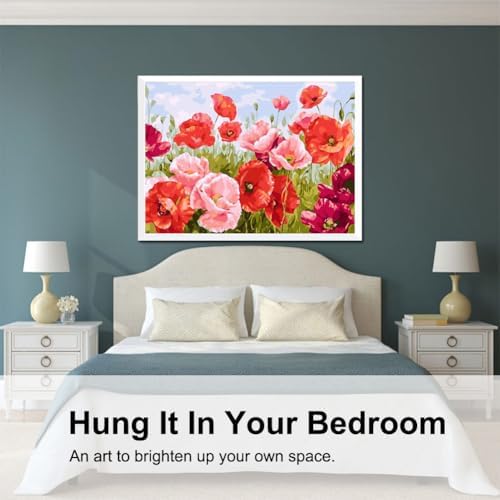 BAISITE Paint by Numbers Kit for Adults Beginners,20" Wx16 L Canvas for Painting Kits for Adults in Colorful Box Poppy Flowers-BSC001 - Image 2
