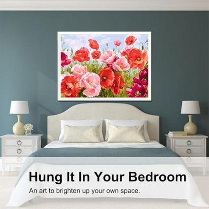 BAISITE Paint by Numbers Kit for Adults Beginners,20" Wx16 L Canvas for Painting Kits for Adults in Colorful Box Poppy Flowers-BSC001 - Image 2