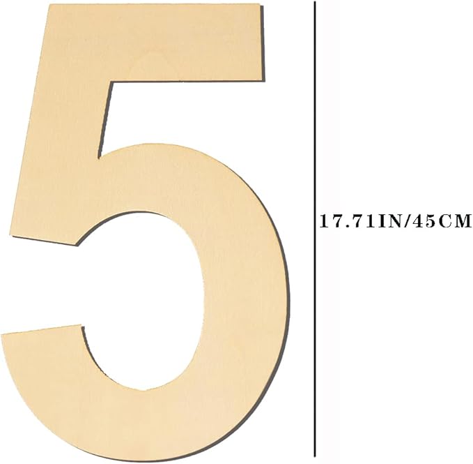 17 inch Large Wooden Numbers, Wood Number, Blank Wooden Number, Wooden Sign Board, Wooden Numbers for Crafts, DIY Projects, Birthday, Party, Wedding Decorations (Number 5)