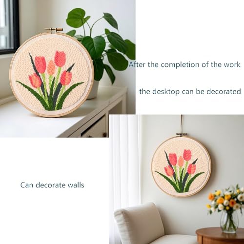 Punch Needle Kit for Beginners Tulip DIY Craft Set Relaxing Video Tutorial - Image 3