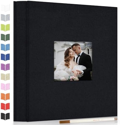 Artfeel Photo Album Self Adhesive Scrapbook Album for 3x5 4x6 5x7 8x10 Pictures,40 Pages Linen Cover with Display Window DIY Photo Book,Ideal Gifts for Family Travel Wedding Baby by Artfeel