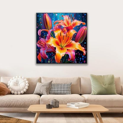 JUJUHOOD Lily Flower Paint by Numbers Kit for Adults Beginner & Kids Ages 8-12,Flower Paint by Number Without Easel, Acylic Paint by Numbers for Gift Home Wall Decor (10x10Inch) - Image 2