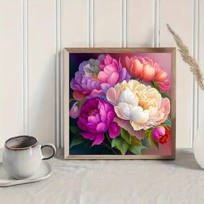 MaiMMaledy Paint by Numbers Kit for Adults Beginners with Framed Canvas Pictures Drawing Painting Acrylic Pigment with Wooden Triangle Easel 10Lx10W inch Peony - Image 6