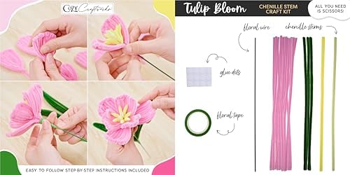 WeVeel Chenille Stem Flower Craft Kit for Adults – Create 6 Colorful Blooms (Lily, Rose, Calla Lily, Tulip, Gerbera & Daisy) – Relaxing DIY Arts & Crafts Kit with All Supplies - Image 6