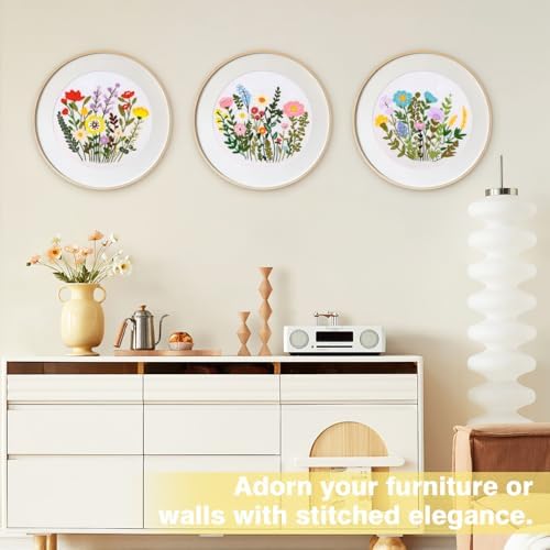 RidaaFri Embroidery Kit for Beginners, Set of 3 Flower Pattern Practice Kit - Image 5